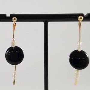 Preloved 14K Black Tourmaline Dangle Earrings